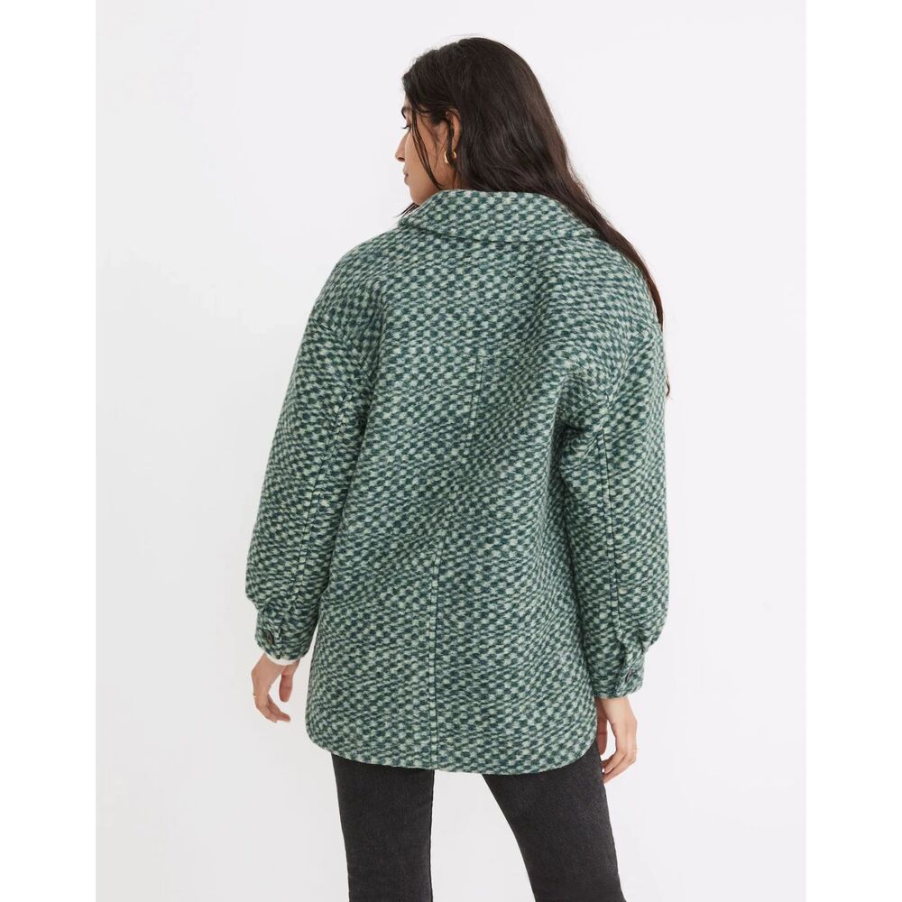 Madewell Belrose Shirt-Jacket in Jacquard Check Women's L Color Palm‎ - Picture 4 of 10